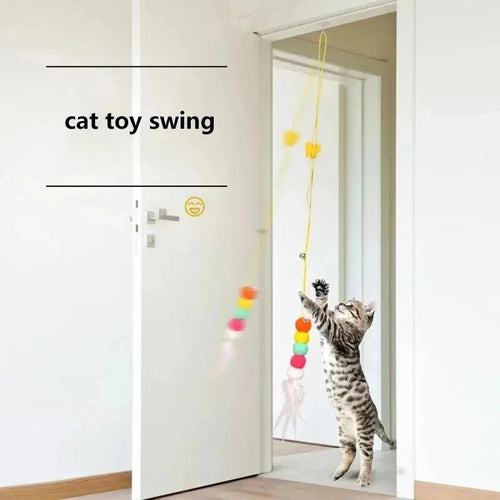 Jouet Suspendu avec Plume, Balle et Chenille pour Chat